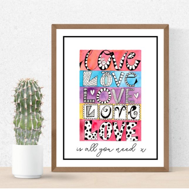 Love is all you need Whimsical Lettering Poster (Creator Uploaded)