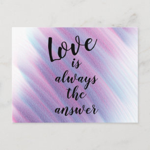 Love is Always the Answer Purple Quote Blank Postcard