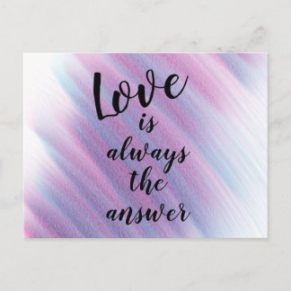 Love is Always the Answer Purple Quote Blank Postcard