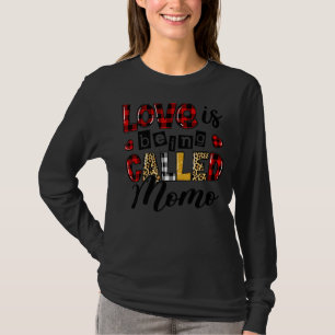 Love Is Being Called Momo Mother's Day Red Plaid L T-Shirt