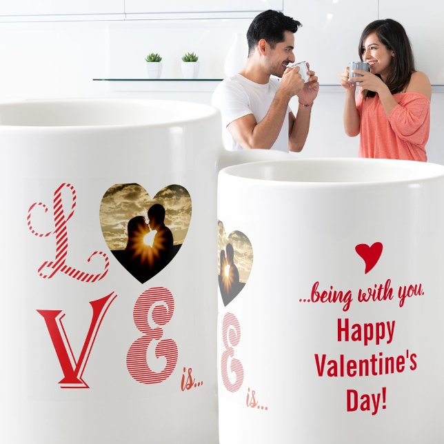 Love is being with you Valentine's Day Mug (#love #loveisbeingwithyou #custommug #personalization #engagement #couplemug)