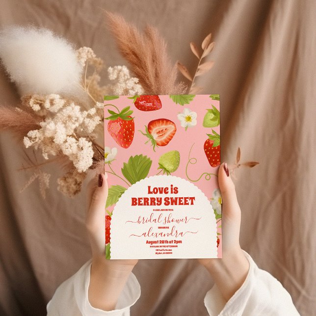 Love Is Berry Sweet Bridal Shower Strawberry  Invitation (Creator Uploaded)