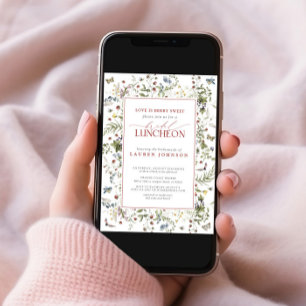 Love Is Berry Sweet Elegant Floral Bridal Luncheon Invitation