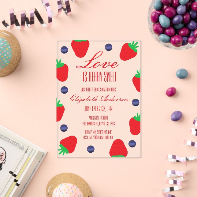 Love Is Berry Sweet Fruit Bridal Shower Acrylic Invitations (Insitu (Celebration))