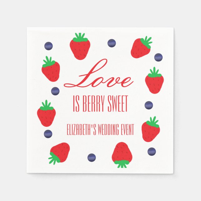 Love Is Berry Sweet Fruit Bridal Shower Napkin (Front)