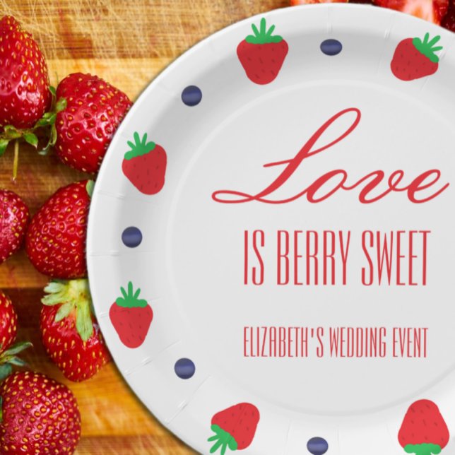 Love Is Berry Sweet Fruit Bridal Shower Paper Plate (Creator Uploaded)