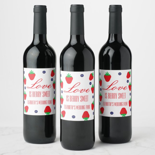 Love Is Berry Sweet Fruit Bridal Shower Wine Label (Bottles)