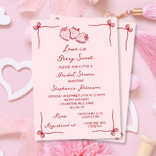 Love is Berry Sweet Pink Coquette Bridal Shower Invitation