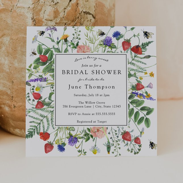Love is Berry Sweet Wildflower Bridal Shower Invitation (Creator Uploaded)