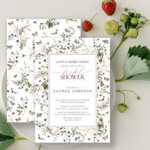 Love Is Berry Sweet Wildflower Red Bridal Shower Invitation