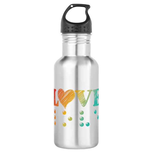 Love Is Blind Braille 710 Ml Water Bottle (Front)