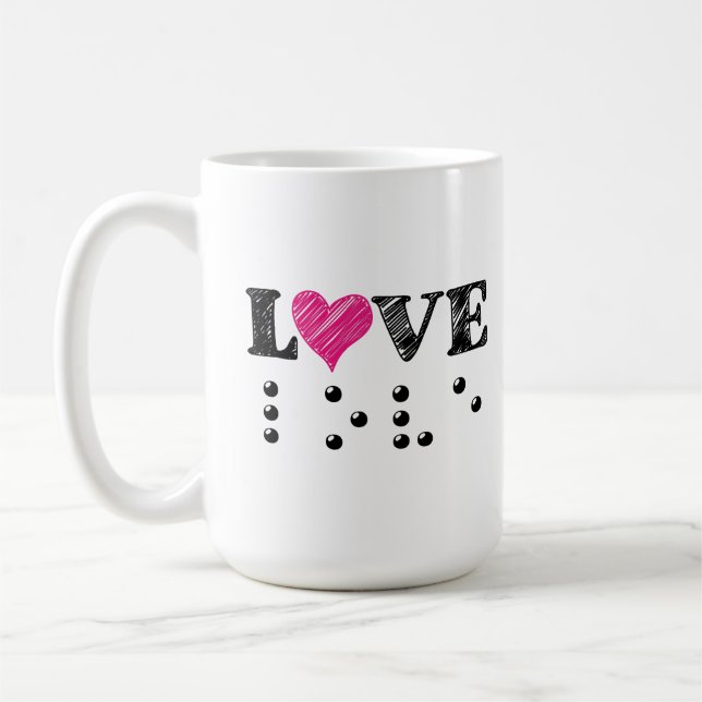 Love Is Blind Braille Coffee Mug (Left)