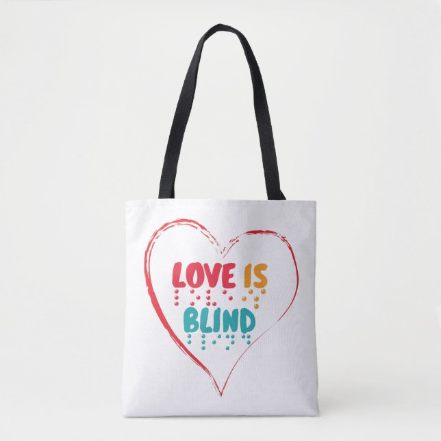 Love Is Blind Braille Heart Tote Bag (Front)