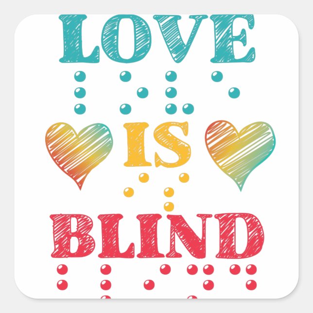Love Is Blind Braille Hearts Square Sticker (Front)