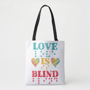 Love Is Blind Braille Hearts Tote Bag