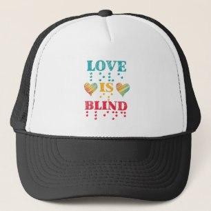 Love Is Blind Braille Hearts Trucker Hat