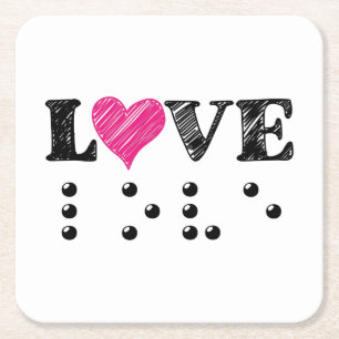 Love Is Blind Braille Square Paper Coaster
