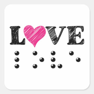 Love Is Blind Braille Square Sticker