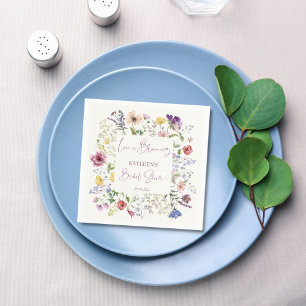 Love is blooming boho wildflower bridal shower napkin