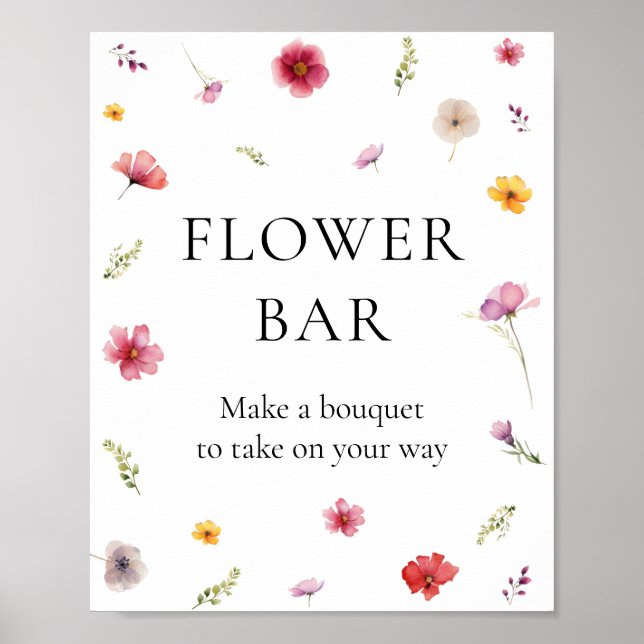 Love is Blooming Bridal Shower Flower Bar Poster (Front)