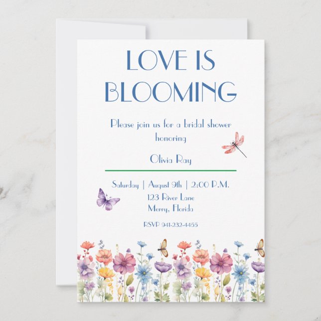 Love is Blooming Bridal Shower Invitation (Front)