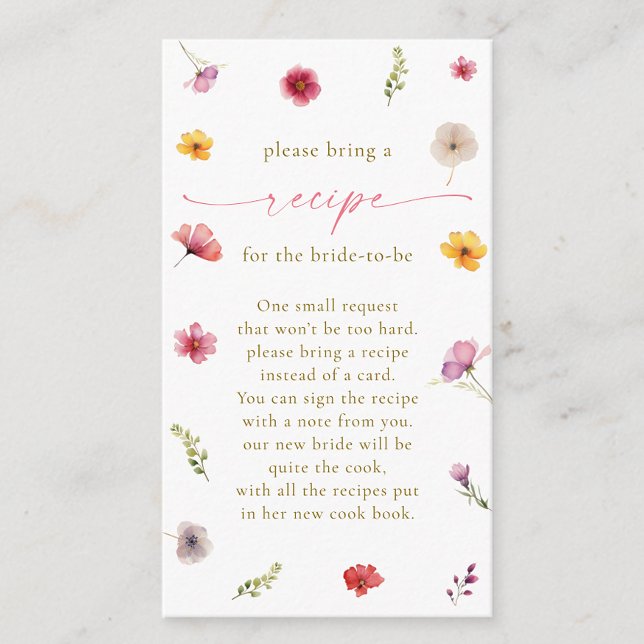 Love is Blooming Bridal Shower Recipe Request Enclosure Card (Creator Uploaded)