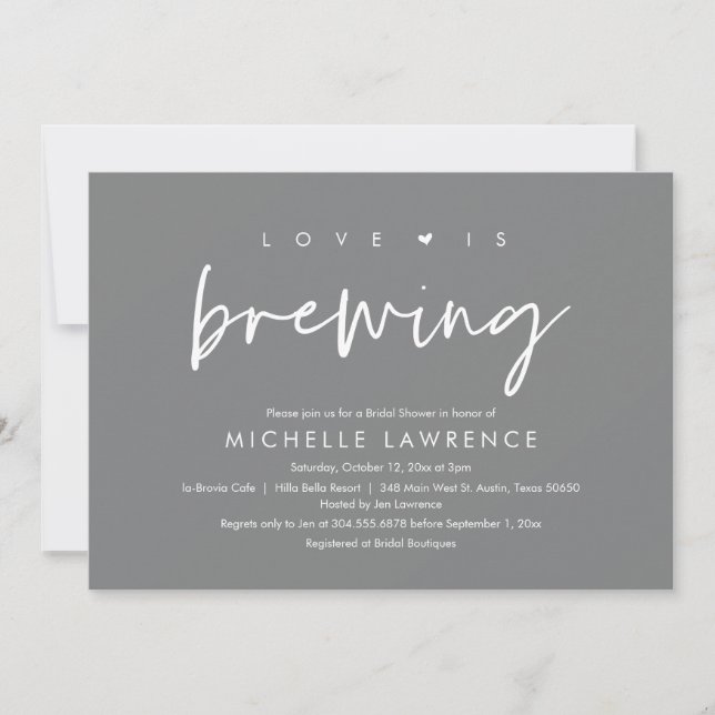 Love is brewing, Afternoon Tea Party Bridal Shower Invitation (Front)
