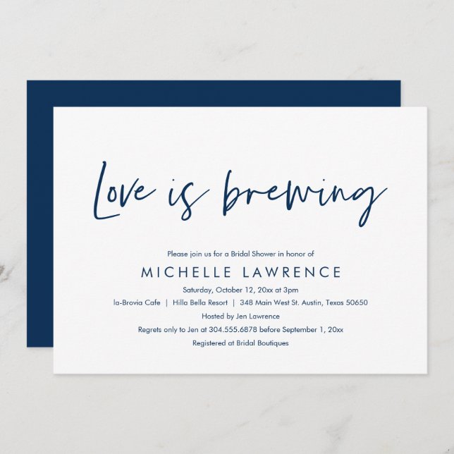 Love is brewing, Afternoon Tea Party Bridal Shower Invitation (Front/Back)