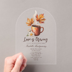 Love Is Brewing Autumn Coffee Bridal Shower Acrylic Invitations