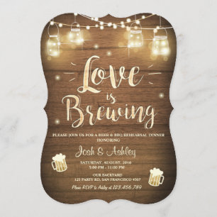 Love is brewing bbq rehearsal bridal shower Wood Invitation
