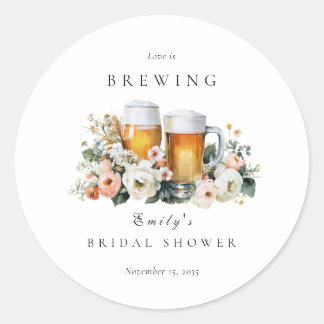 Love is Brewing Beer Bridal Shower Classic Round Sticker