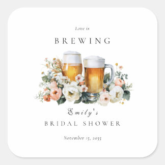 Love is Brewing Beer Bridal Shower Square Sticker