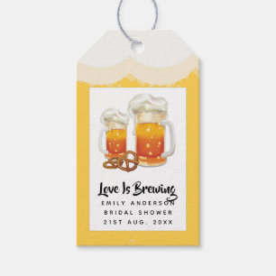 Love Is Brewing BEER Pretzel Bridal Shower Gift Tags