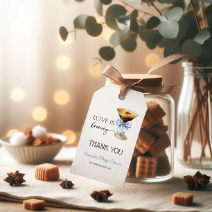 Love is Brewing Blue Coquette Bow Bridal Shower Gift Tags