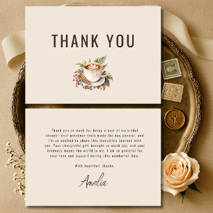 Love is Brewing Boho Coffee Bridal Shower Thank You Card