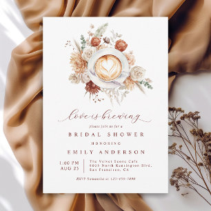 Love is Brewing Boho Rustic Floral Bridal Shower Invitation