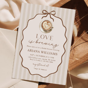 Love is Brewing Bow Coffee Bridal Shower Invitation