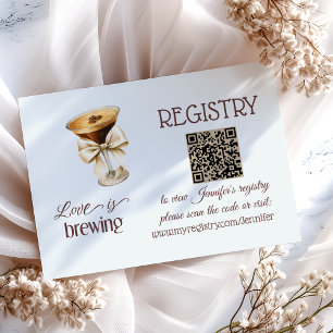 Love is Brewing Bow Coffee Bridal Shower Registry Enclosure Card