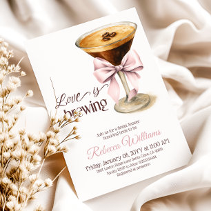 Love is Brewing Bow Espresso Coffee Bridal Shower Invitation