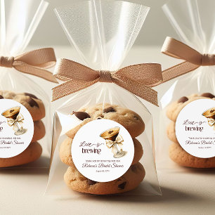 Love is Brewing Bow Espresso Martini Bridal Shower Classic Round Sticker