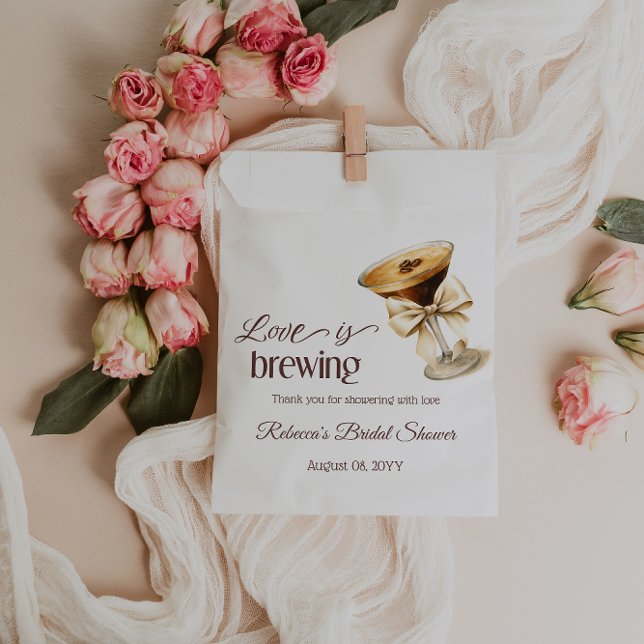 Love is Brewing Bow Espresso Martini Bridal Shower Favour Bag (Creator Uploaded)