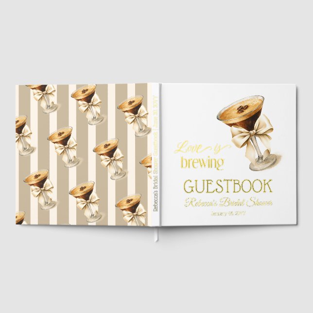 Love is Brewing Bow Espresso Martini Bridal Shower Guest Book (Full)