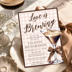 Love Is Brewing Bow Espresso Martini Bridal Shower Invitation