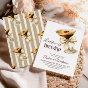Love is Brewing Bow Espresso Martini Bridal Shower Invitation