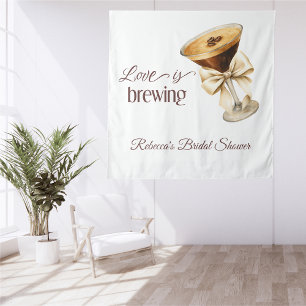 Love is Brewing Bow Espresso Martini Bridal Shower Tapestry