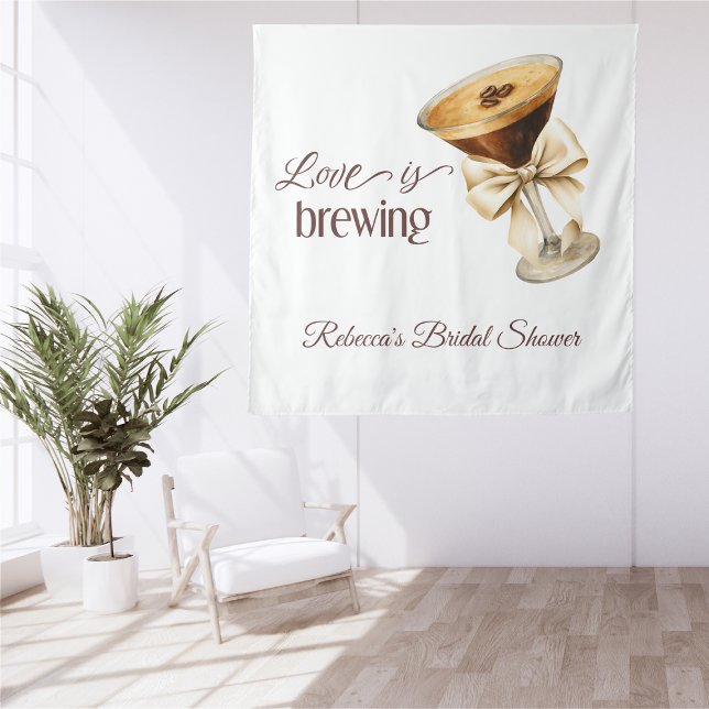 Love is Brewing Bow Espresso Martini Bridal Shower Tapestry (Creator Uploaded)