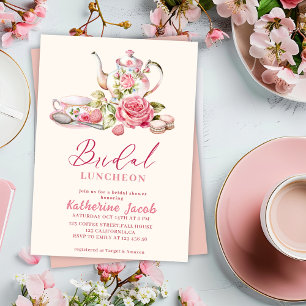 Love is brewing bridal Luncheon pink Bridal Shower Invitation