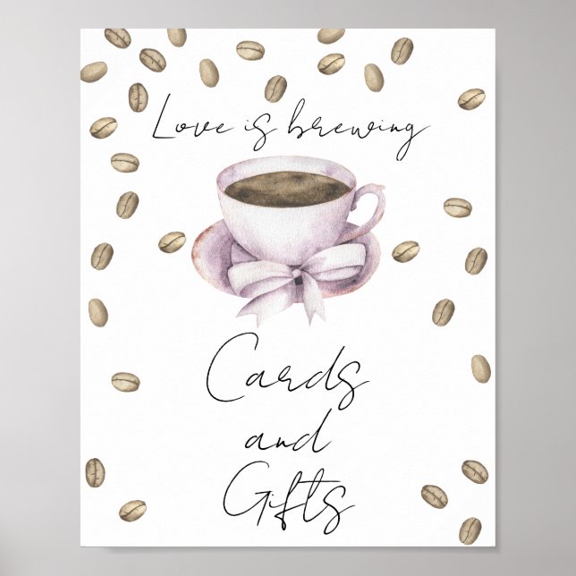 Love is brewing Bridal shower Cards and Gifts Poster (Front)