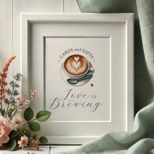 Love is Brewing Bridal Shower Cards and Gifts Poster