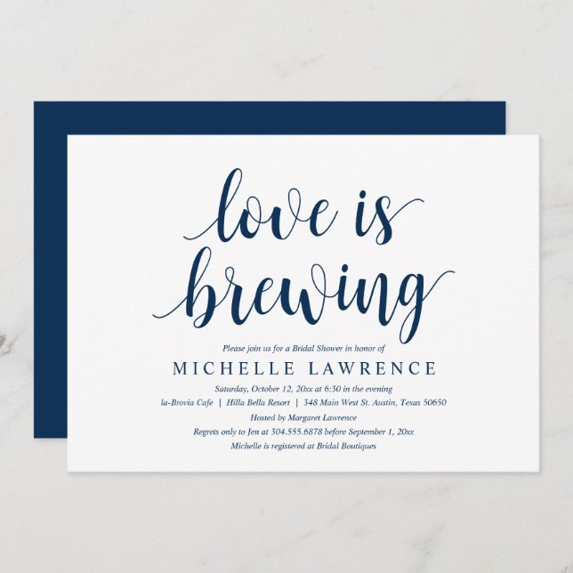 Love is Brewing, Bridal Shower Celebration Invitat Invitation (Front/Back)
